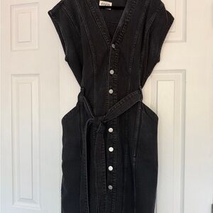 Black Denim Button-Down Dress
